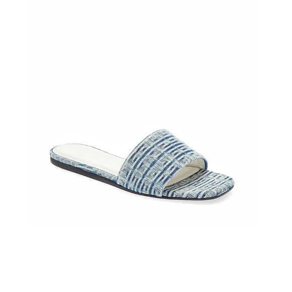 Givenchy 4G Flat Logo Slip On Vacation Denim Sandal - Picture 2 of 15